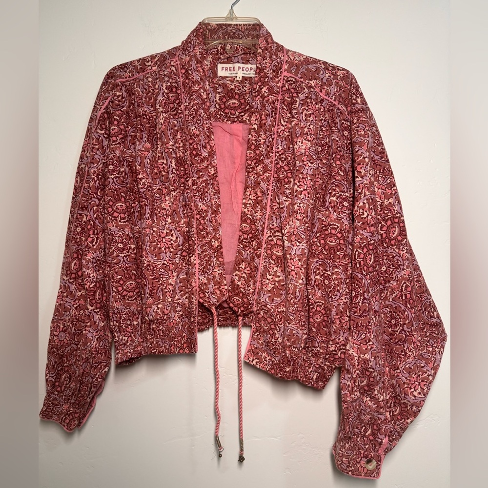 Free People Pink Patterned Bomber Jacket - Picture 3 of 12